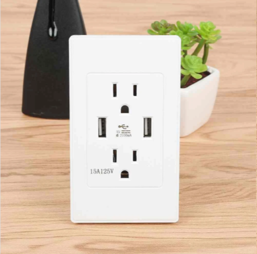 Smart House Dual USB Wall Socket US Plug -White - $15.5